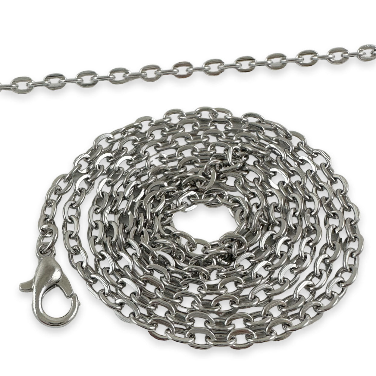 Bulk Antique Silver Link Chain Necklaces 24" - Select Quantity