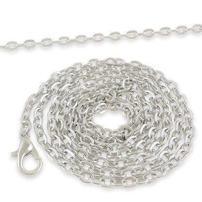 Bulk Shiny Silver Link Chain Necklaces 24" - Select Quantity