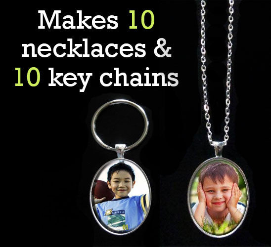 Makes 20 Instant Oval Glass Photo Jewelry Necklace and Keychain Variety Kit