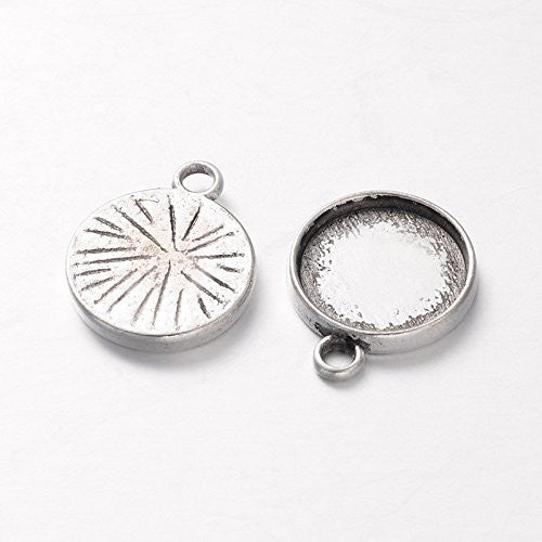 20 Pack 12mm Antique Silver Round Photo Jewelry Charms