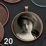 20 Pack Photo Jewelry Copper Pendant 1 1/2 Inch W/ Glass