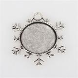 Antique Silver Snowflake Photo Christmas Ornament Decoration Blank 1 Inch Photo Area