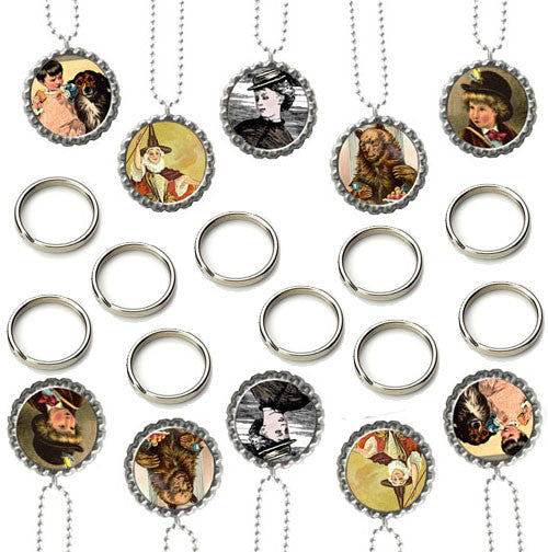 20 Pack Bottle Cap Photo Necklace / Photo Keychain Kit