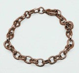 10 Pack Vintage Copper Link Charm Bracelets 8.25 inches