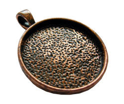 10 Pack Antiqued Copper Circle Photo Jewelry Pendant Setting