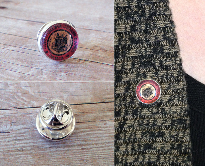 4 Mini Silver Lapel Pins w/ 12mm Glass Photo Covers