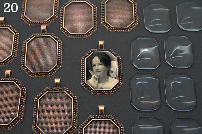 Copper Photo Jewelry Octagon Glass Top Photo Pendant 20 Pack