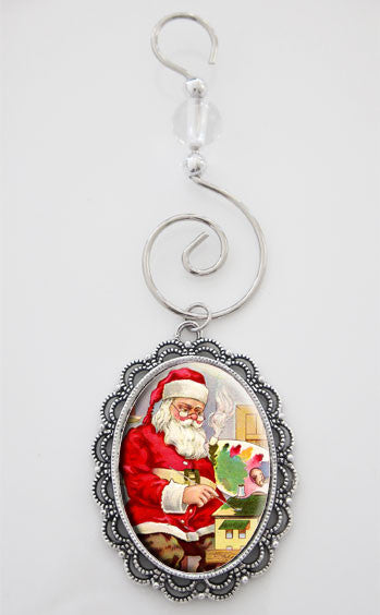 Vintage Oval Snowflake Edge Photo Christmas Ornament Blank