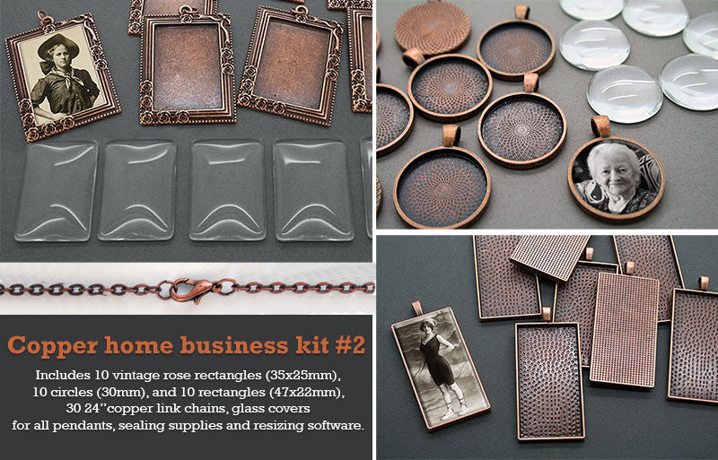 30 Pack Copper Photo Jewelry Pendant Variety Home Business Kit #2