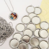 20 Pack Bottle Cap Pendants w/ Krystal Clear-Itz Covers + 20 Ball Chains