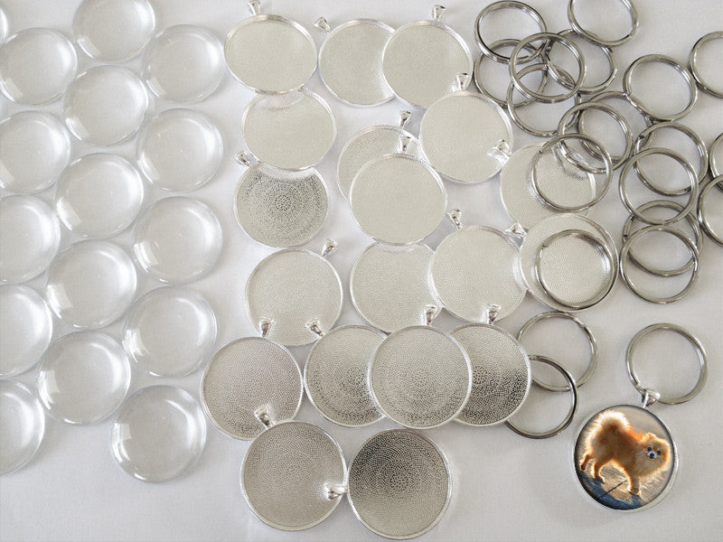 20 Pack Jumbo Round Photo Key Chain Blanks Supplies Pack