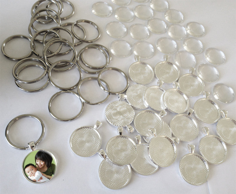Round 1 Inch Photo Keychain Supplies Pack Makes 20