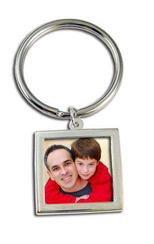 Large Silver Photo Keychain Blank EZ Change Square