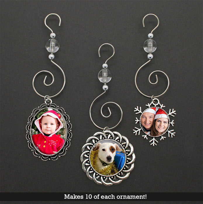 30 Pack Photo Christmas Holiday Ornaments Decorations Supplies Variety Kit #2 Makes 10 Of Each Ornament!