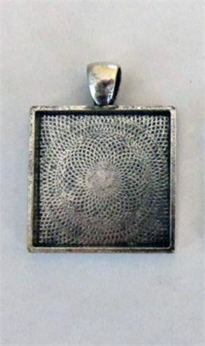 20 Pack Square Photo Jewelry Pendants 1 Inch Antique Silver No Glass