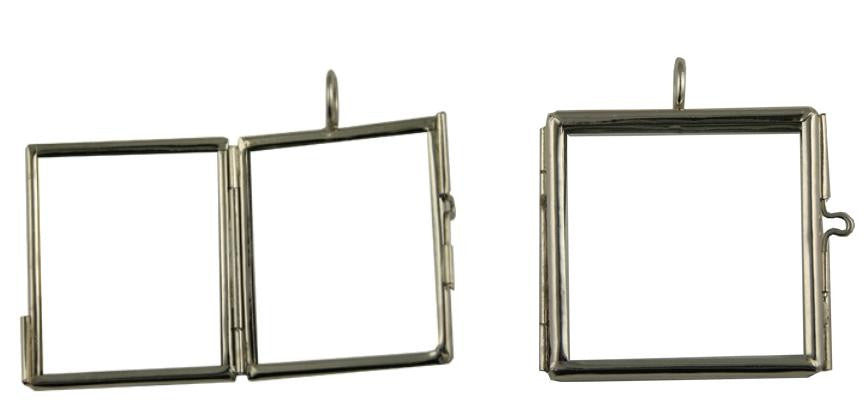 Glass Photo Locket Square Soldered Hinged