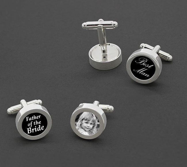 Easy Change Circle Photo Cufflink Blanks 1 Pair