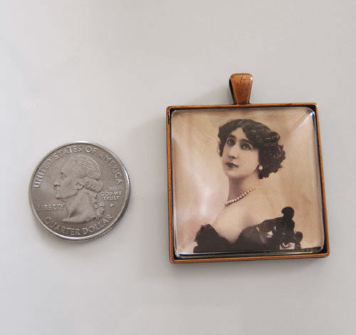 20 Pack Jumbo Copper Square Photo Pendant w/ Domed Glass 35mm