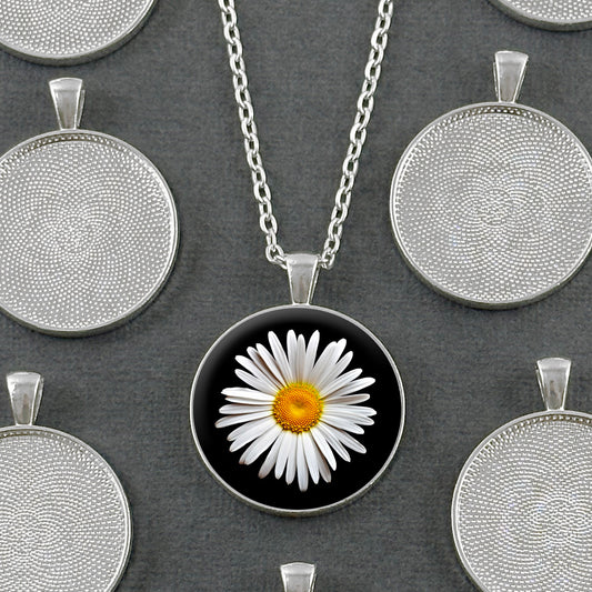 Mega Kit Photo Necklaces with 30mm 1 1/4" Shiny Silver Simple Circle Photo Pendants