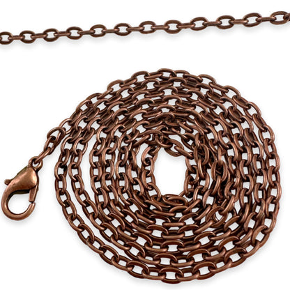 Bulk Antique Copper Link Chain Necklaces 24" - Select Quantity
