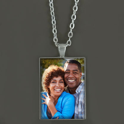 Make Your Own Photo Necklace Kit 25mmx35mm Rectangle Shiny Silver