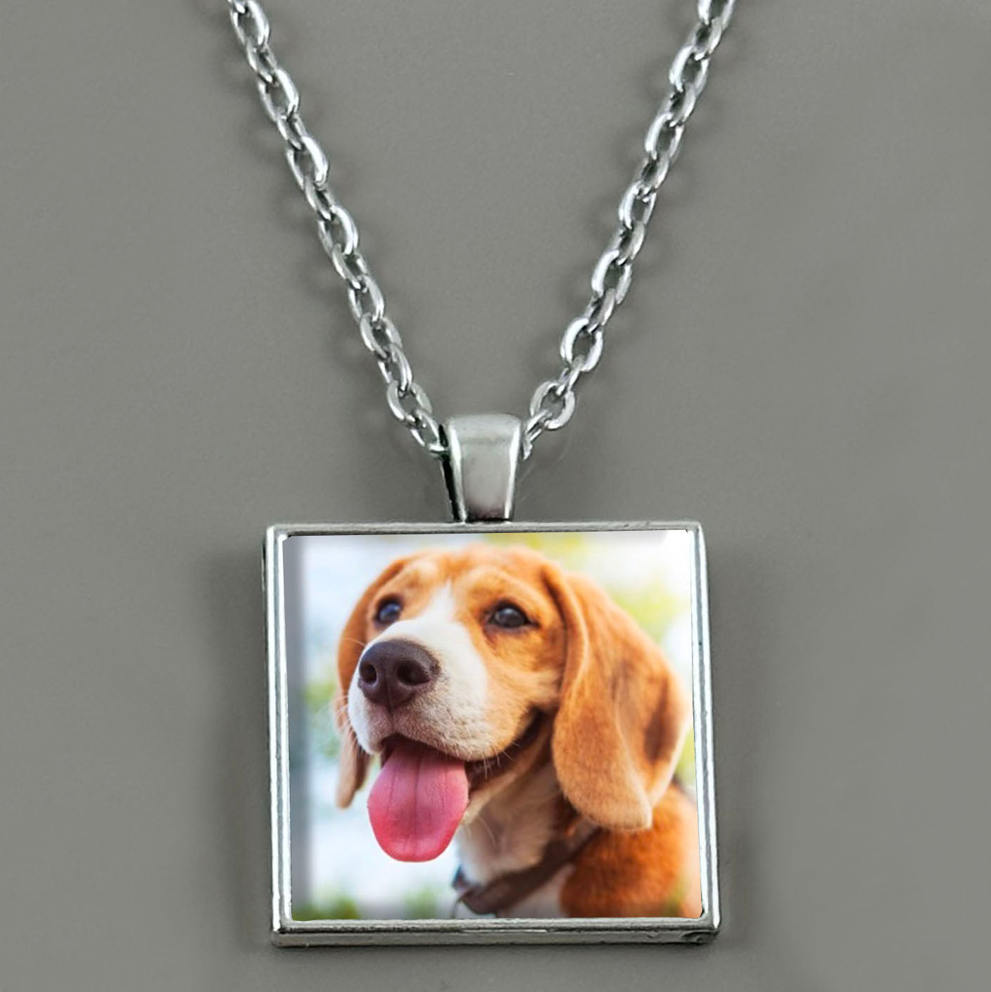 Make Your Own Photo Necklace Kit 25mm Square Antique Silver