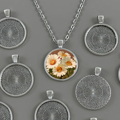 Mega Kit Photo Necklaces with 25mm 1" Antique Silver Circle Photo Pendants