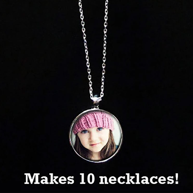 Instant Glass Photo Jewelry Necklace Kit 1 Inch Makes 10 w/ Link Chains