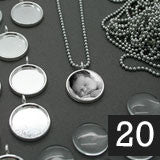 20 16mm Glass Top Photo Pendants & Mini Ball Chain Necklaces Supply Pack