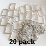 20 Pack 1 1/2 x 1" EZ Change Silver Rectangle Pendants W/ Link Chain Necklaces