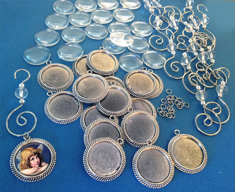 20 Pack Round Beaded Photo Ornaments Supply Pack