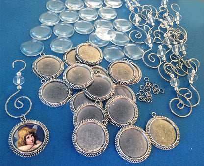 20 Pack Round Beaded Photo Ornaments Supply Pack