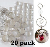 20 Pack Round Glass Photo Christmas Ornament Blanks Large Size 30mm w/ Hooks