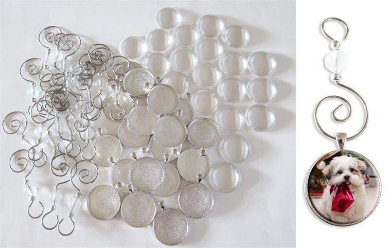 Bulk Rectangle Photo Necklace Blanks with Glass Covers and Ball Chains 50x25mm Shiny Silver Pack of 20 with Seal-itz