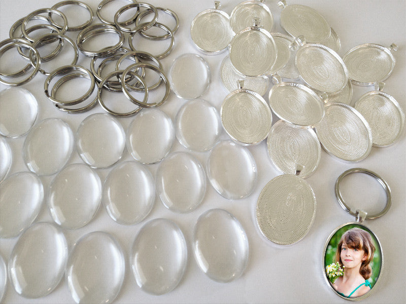 Oval 30 x 40mm Photo Keychain Supplies Pack Makes 20