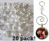 20 Pack Round Glass Photo Christmas Ornament Blanks 1 Inch w/ Hooks
