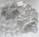 20 Pack Jumbo Square Photo Pendants w/ Glass + 20 Ball Chains