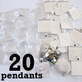 20 Pack Glass Dome Photo Jewelry Pendant 1 Inch Square
