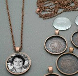 20 Copper Glass Photo Pendants Kit 25mm