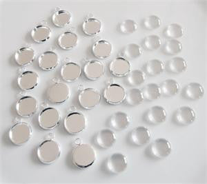20 Pack Round Mini Photo Charms w/ Glass Domes 14mm