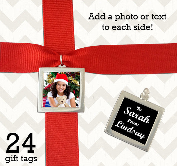 Set of 24 Silver Double Sided Photo Christmas Gift Tags