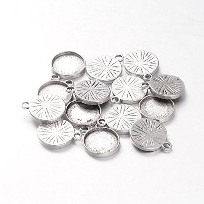 10 Pack 12mm Antique Silver Round Photo Jewelry Charms 1/2 Inch