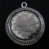 10 Vintage Silver Large Round Photo Pendant Settings