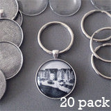 Round 30mm Antique Silver Photo Keychain Supplies Pack Makes 20