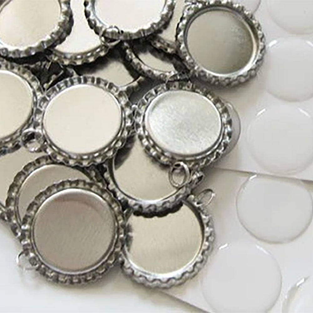 20 Photo Bottle Cap Pendant Settings w/ Clear Photo Covers Supply Pack