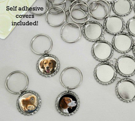 Makes 10  Bottle Cap Photo Jewelry Keychains Kit