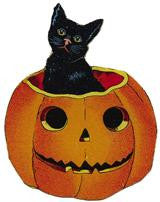 Free Vintage Halloween Cat in Pumpkin Image