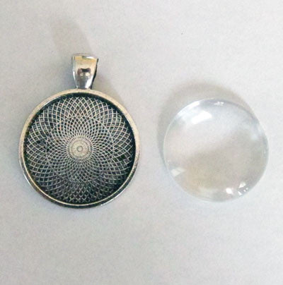 10 Antique Silver Photo Jewelry Pendant Bezel Setting Trays w/ Glass