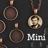 20 Pack 16mm Mini Copper Glass Photo Pendants & 18" Link Chain Necklaces Supply Pack