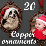 20 Pack Vintage Style Copper Oval Photo Christmas Ornament Blanks Decorations w/ Red Ribbon Hangers